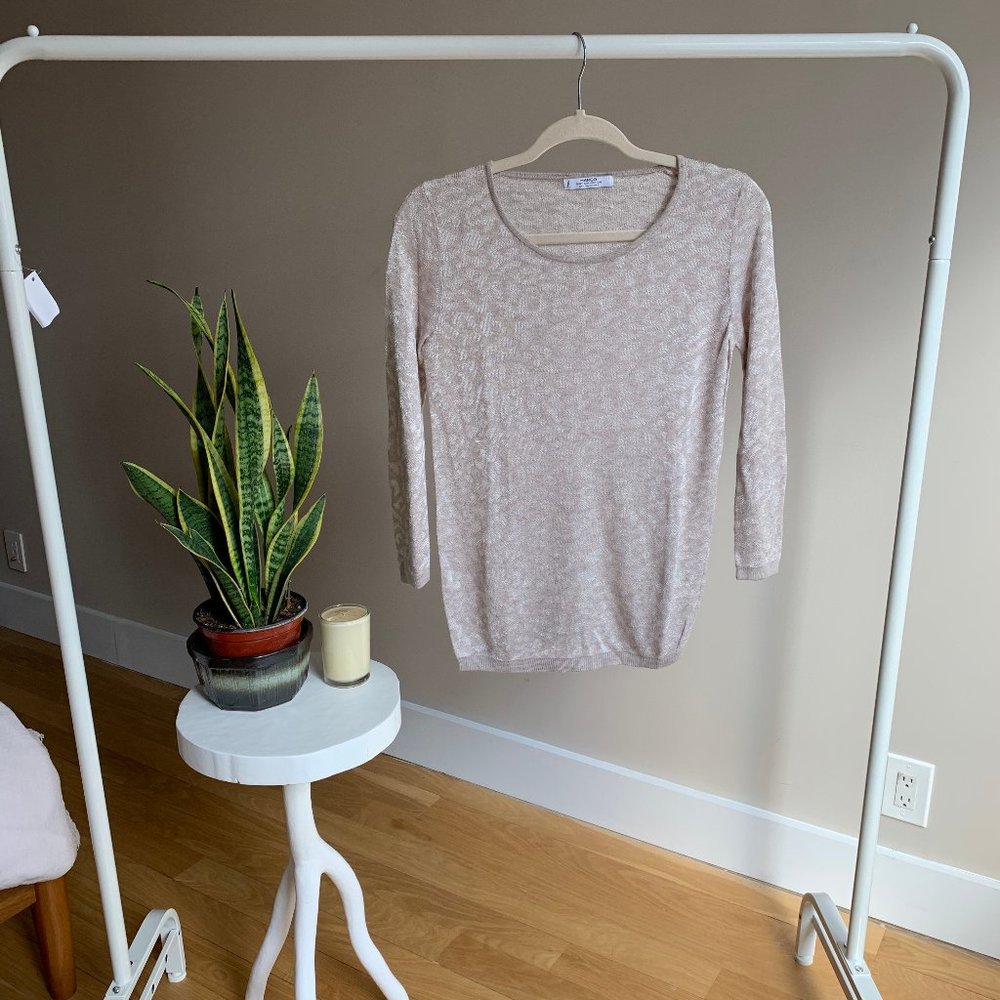 Mango Neutral/Cream Leopard Style Sweater